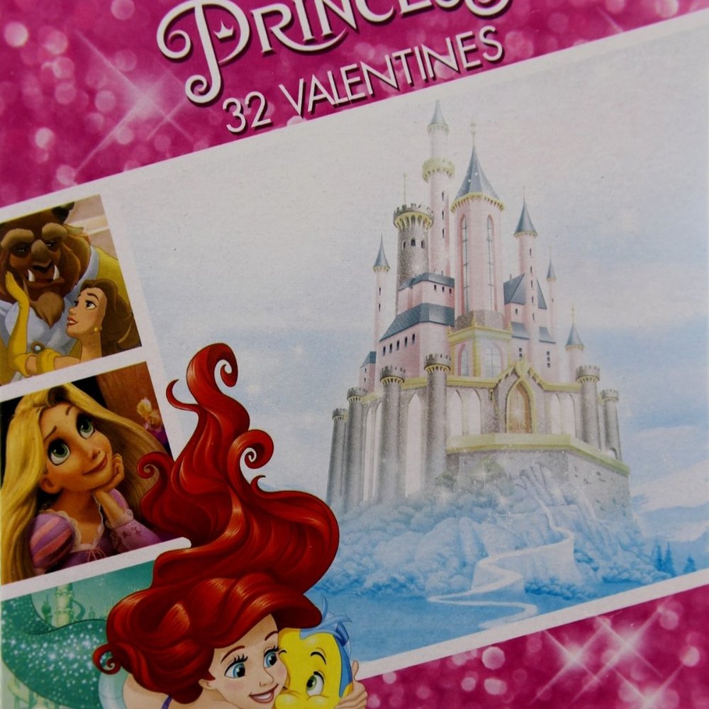 Disney Princess Box of 32 Valentines Cards • Snow White • Jasmine • Ariel • NIB